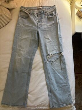 Abercrombie & Fitch Light Blue Straight Leg Distressed Jeans